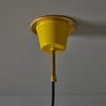 V3424 1950s Stilnovo Yellow Painted Metal Opaline Glass Suspension Lamp Two Enlighten 7.jp