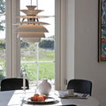 Poul Henningsen 'PH Snowball' Pendant for Louis Poulsen Two Enlighten lifestyle dining table 