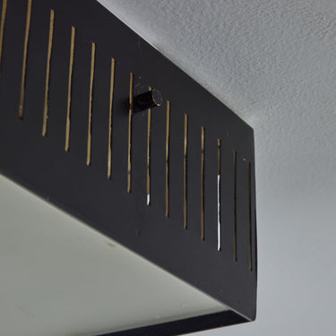 1960s Stilux Perforated Metal & Glass Ceiling Lamp In The Manner of Bruno Gatta two enligh