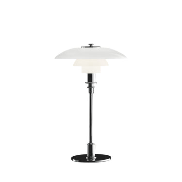 Poul Henningsen 'PH 3/2' Opal Glass Table Lamp for Louis Poulsen Two Enlighten chrome packshot
