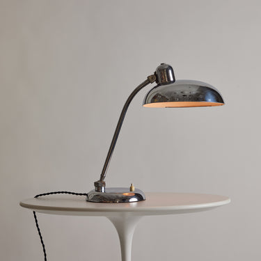 V3413 Pair of 1940s Giovanni Michelucci Chrome Ministerial Table Lamps for Lariolux Two En
