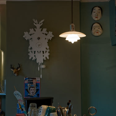 PH 2/1 opal glass pendant louis poulsen poul henningsen two enlighten chrome kitchen bar