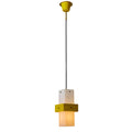 V3424 1950s Stilnovo Yellow Painted Metal Opaline Glass Suspension Lamp Two Enlighten 1.jp