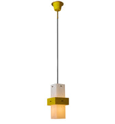 V3424 1950s Stilnovo Yellow Painted Metal Opaline Glass Suspension Lamp Two Enlighten 1.jp