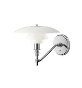 Poul Henningsen 'PH 3-2' Opal Glass and Chrome Wall Lamp for Louis Poulsen two enlighten hero packshot 