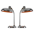 V3413 Pair of 1940s Giovanni Michelucci Chrome Ministerial Table Lamps for Lariolux Two En