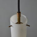 V3394 1950s Stilux Milano Opaline Glass & Brass Pendant Two Enlighten