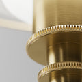 Poul Henningsen 'PH 3/2' Pale Rose Glass and Brass Table Lamp for Louis Poulsen Two Enlighten closeup stem detail 