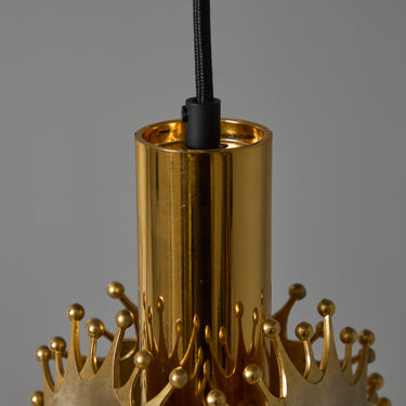 V3392 1960s Sculptural Brass Pendant Lamp by Armatur Hantverk Tibro, Sweden Two Enlighten 