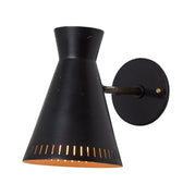 1950s Perforated Black Metal Diabolo Wall Lamp Attributed to Mauri Almari Two Enlighten 1.