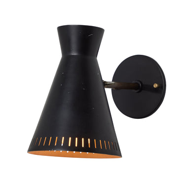 1950s Perforated Black Metal Diabolo Wall Lamp Attributed to Mauri Almari Two Enlighten 1.