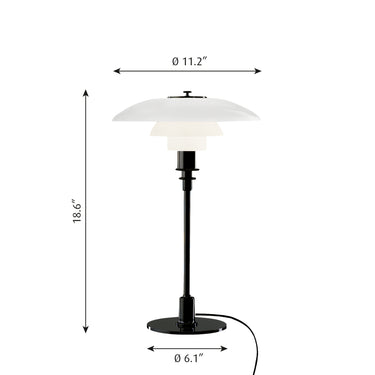 Poul Henningsen 'PH 3/2' Opal Glass Table Lamp for Louis Poulsen Two Enlighten dimensions