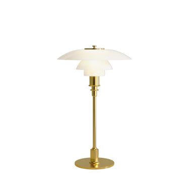 Poul Henningsen 'PH 3/2' Opal Glass Table Lamp for Louis Poulsen Two Enlighten brass lifestyle