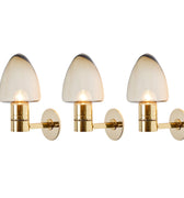 1960s Hans-Agne Jakobsson Model V-220 Brass & Glass Sconces for Markaryd Two Enlighten 14.