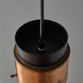V3411 1950s Stilnovo Glass & Brass Cylindrical Pendant with Original Yellow Label Two Enli