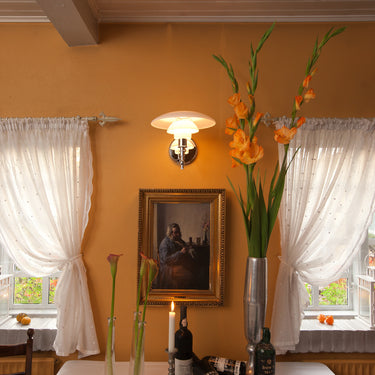 Poul Henningsen 'PH 3-2' Opal Glass and Chrome Wall Lamp for Louis Poulsen two enlighten lit lifestyle 