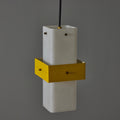 V3424 1950s Stilnovo Yellow Painted Metal Opaline Glass Suspension Lamp Two Enlighten 4.jp