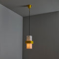 V3424 1950s Stilnovo Yellow Painted Metal Opaline Glass Suspension Lamp Two Enlighten 12.j
