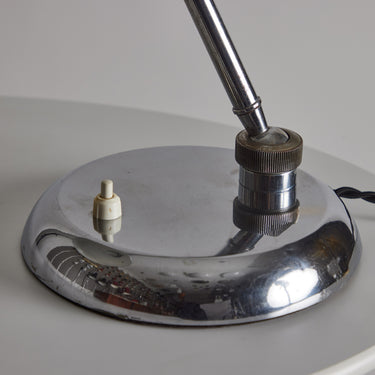 V3413 Pair of 1940s Giovanni Michelucci Chrome Ministerial Table Lamps for Lariolux Two En