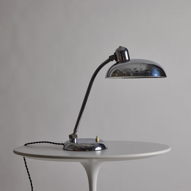 V3413 Pair of 1940s Giovanni Michelucci Chrome Ministerial Table Lamps for Lariolux Two En