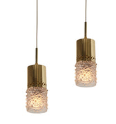 Pair of 1960s Brass and Bubble Glass Pendants by Helena Tynell Two Enlighten 2.jpg