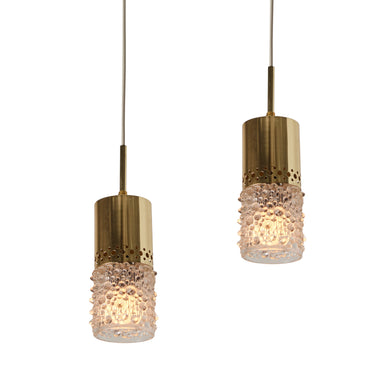 Pair of 1960s Brass and Bubble Glass Pendants by Helena Tynell Two Enlighten 2.jpg