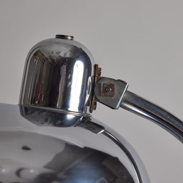 V3413 Pair of 1940s Giovanni Michelucci Chrome Ministerial Table Lamps for Lariolux Two En