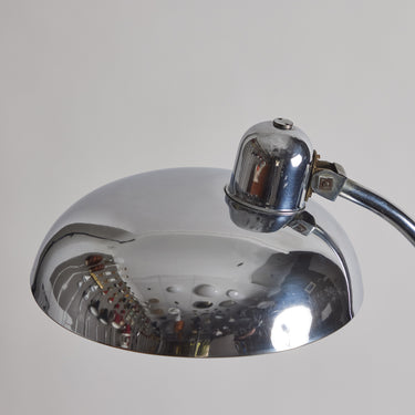 V3413 Pair of 1940s Giovanni Michelucci Chrome Ministerial Table Lamps for Lariolux Two En