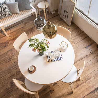 1845768_Aalto Table 90A, Chair 66, Bench 153A, Pendant Light A330s Golden Bell, Cushion Ze