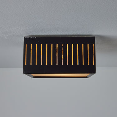 1960s Stilux Perforated Metal & Glass Ceiling Lamp In The Manner of Bruno Gatta two enligh