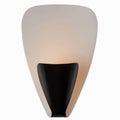 Modern wall sconce with a black and white design on a white background