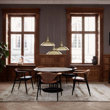 1965Pendant_MasculoDiningChairWoodBase_TSColumnDiningTable_MategotTrolley_MategotFlowerPot
