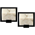 Two marble-patterned wall lights with black frames on a white background