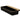 Black rectangular dish with brass handle on a white background