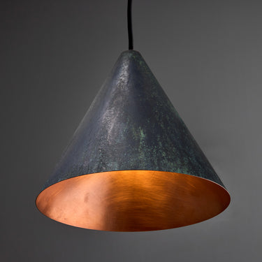 Darkly Patinated Tratten Pendant two enlighten detail shot