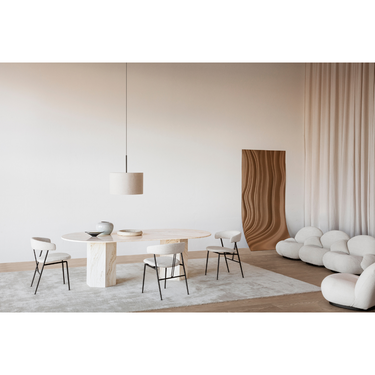 gubi epic elliptical dining table styled minimalist white marble
