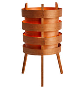 wooden table lamp on white background