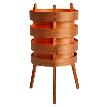 wooden table lamp on white background