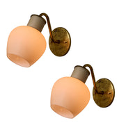 Pair of vintage 1950s Vilhelm Lauritzen brass and glass 'Christiansborg' sconces for Louis Poulsen on white background lit
