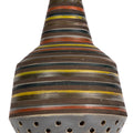 Decorative hanging lamp with striped design on a plain background