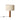 Table lamp with a sapeli wooden base and beige ribbed shade on a white background