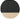 Round rug with black top half and beige bottom half on a white background