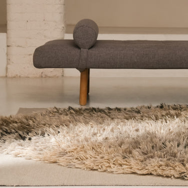 grey and cream shag rug nani marquina with grey bench