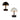 Two table lamps with black and white lampshades on a white background