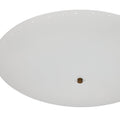 Round white ceiling light fixture on a white background