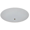Round white ceiling light fixture on a white background
