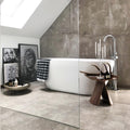 palisander sori yanagi butterfly stool in a marble concrete bathroom