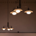glass and chrome three shade pendant louis poulsen 