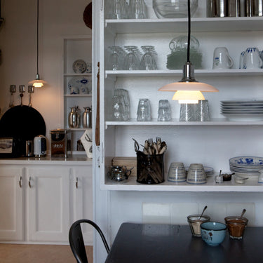 PH 2/1 opal glass pendant louis poulsen poul henningsen two enlighten chrome kitchen dining 