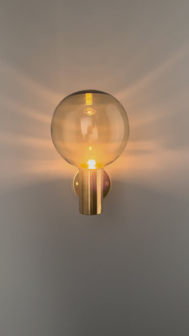 V3531 1960s Hans Agne Jakobsson V149 Glass Brass Wall Lamp for Markaryd video Two Enlighten